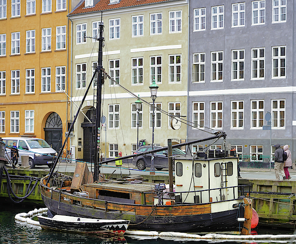 A Boat Docked In The Canal In Nyhavn by Richard Rosenshein A Boat Docked In The Canal In Nyhavn by Richard Rosenshein